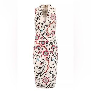 Alice + Olivia Embroidered Midi Bodycon Dress Size 6